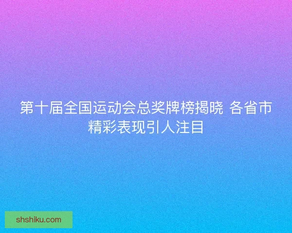 第十届全国运动会总奖牌榜揭晓 各省市精彩表现引人注目