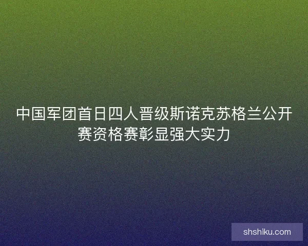 中国军团首日四人晋级斯诺克苏格兰公开赛资格赛彰显强大实力