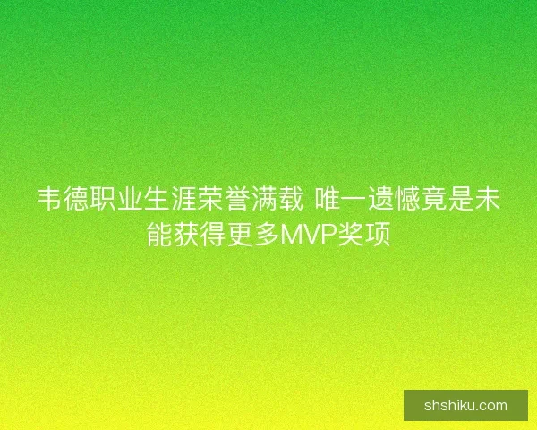 韦德职业生涯荣誉满载 唯一遗憾竟是未能获得更多MVP奖项