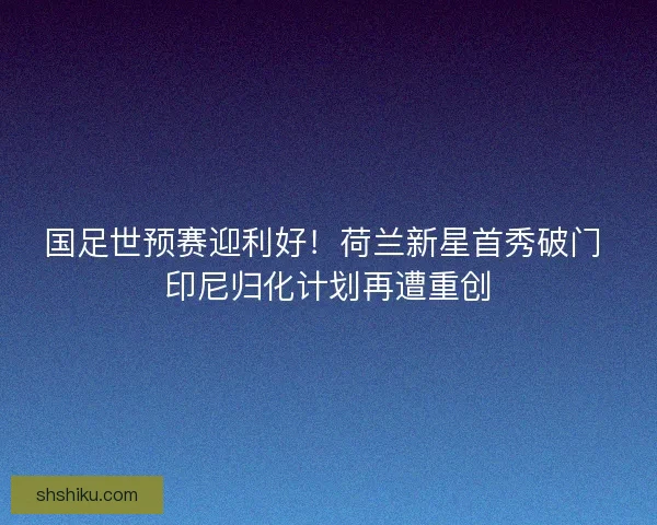国足世预赛迎利好！荷兰新星首秀破门 印尼归化计划再遭重创