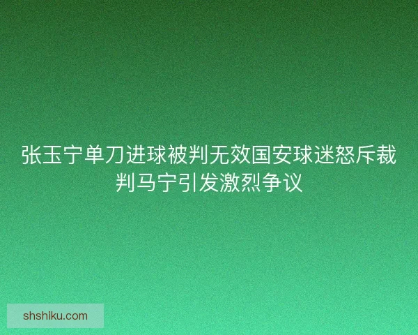 张玉宁单刀进球被判无效国安球迷怒斥裁判马宁引发激烈争议